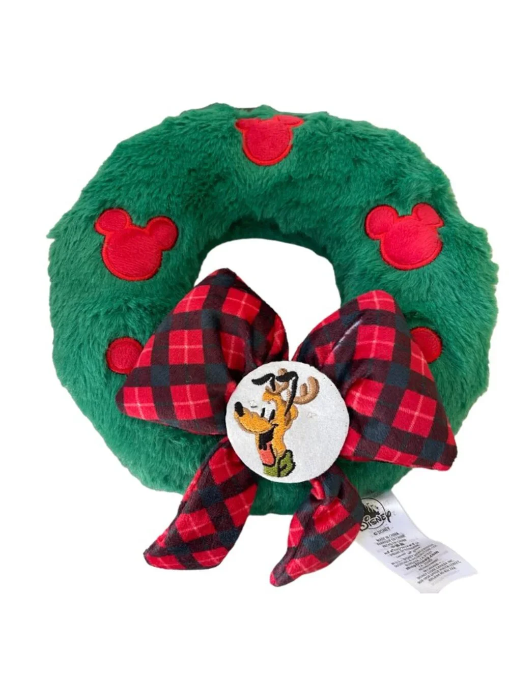 Disney Parks Disney Tails Holiday Christmas Wreath Pluto Squeeze Pet Dog Toy